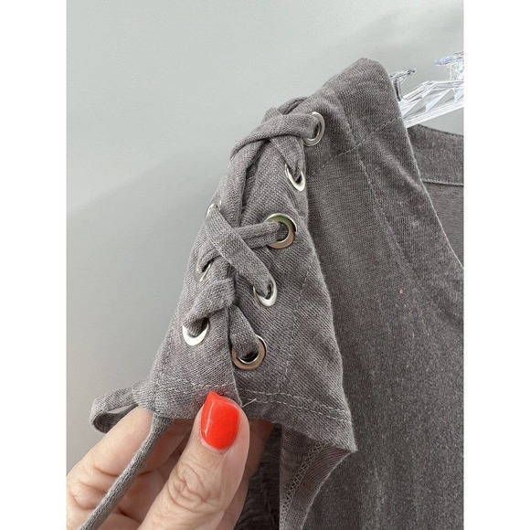 CAARA Women’s Sleeveless Lace Shoulder Cotton Sheath Gray Size Large NWT​ - Picture 3 of 8